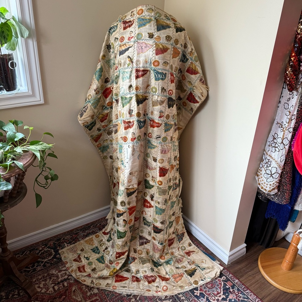 1920s Quilt‎ Made from 1900s Silk Cigarette Slips